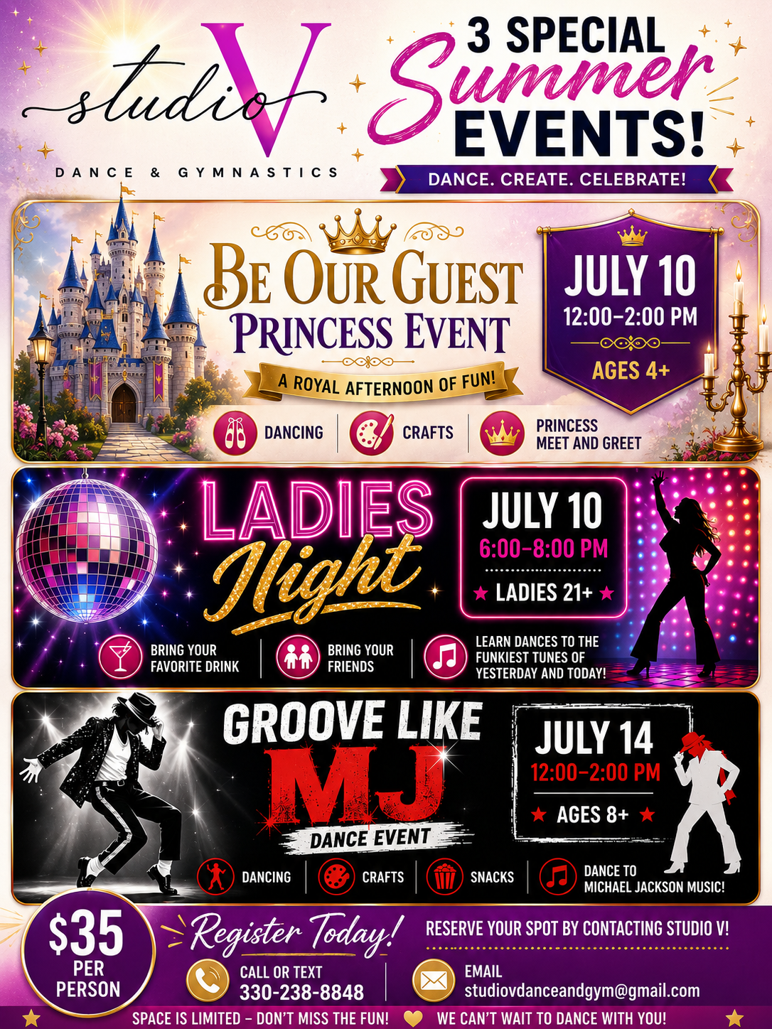 Summer 2026 Special Events at Studio V Dance & Gymnastics
